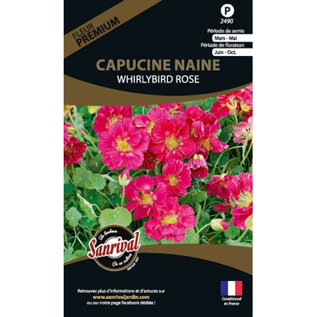 CAPUCINE NAINE Whirlybird Rose - Graines PREMIUM non traitées | SANRIVAL | Graines et Bio